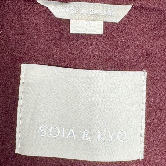 Soia & Kyo Logen Bordeaux Wine Wool Cashmere Blend Men’s Peacoat Size M - Picture 3 of 10